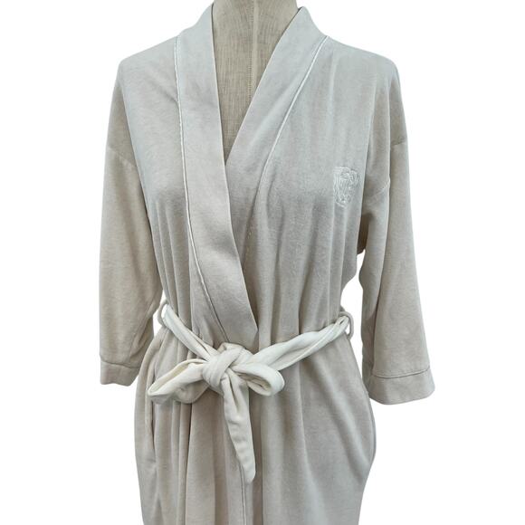 Christian Dior Vintage Robe Super Soft Velvet Monogram Logo Cream Ivory Small - Picture 6 of 16
